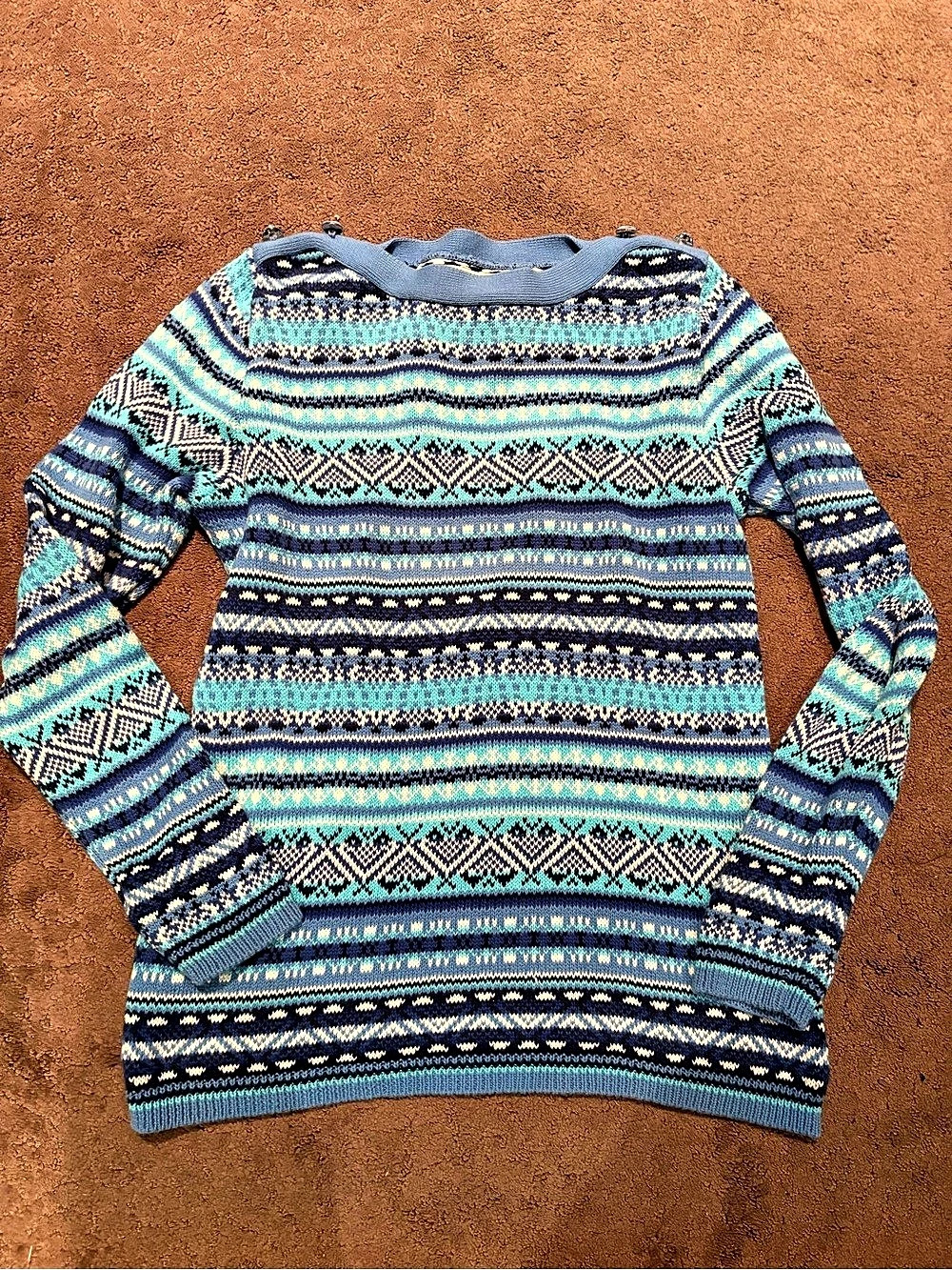 Cotton Country Cotton Geometric Crewneck Sweater Size Medium